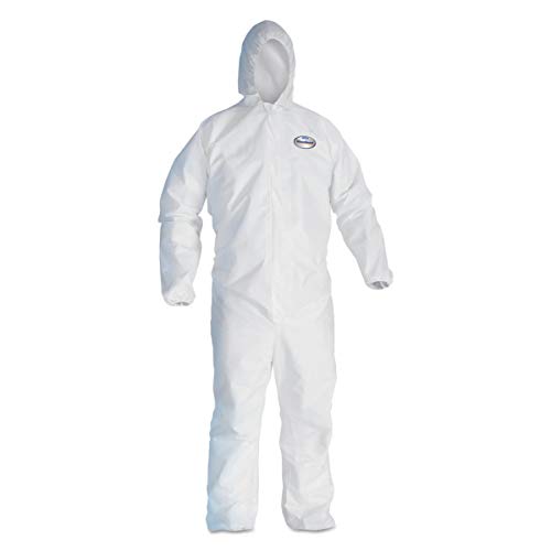 Kleenguard A40 Liquid & Particle Protection Coveralls with Hood (44324), Zip Front, Elastic Wrists & Ankles (EWA), White, X-Large, 25 Garments / Case