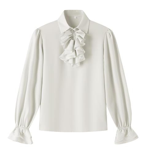 Eymitory Boys Kids Medieval Pirate Shirt Vampire Costume Renaissance Victorian Scottish Jacobite Ghillie Halloween Tops White