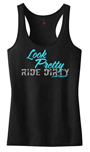 Just Ride Look Pretty Ride Dirty Racerback Tank Top Shirt Motocross ATV Off Road (XL, Sky Blue)