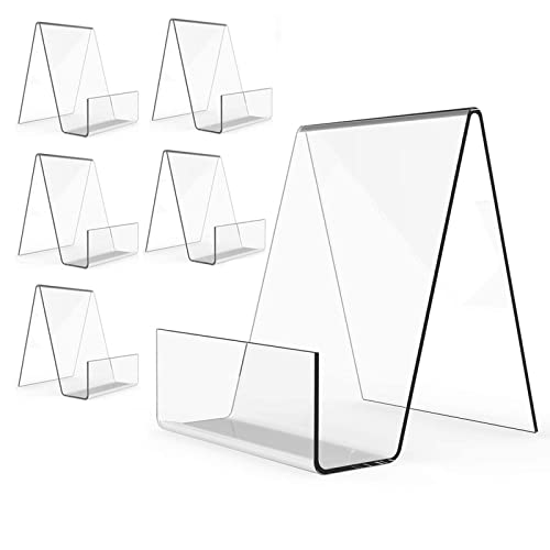 Boloyo Acrylic Book Stand with Ledge,6PC 4 Inch Clear Acrylic Display Easel Transparent Display Stand Holder Tablet Holder for Displaying Books,Magazine,Plate,Pictures,Artworks, CDs