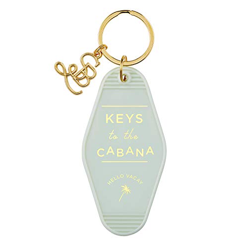 Santa Barbara Design Studio Keychain Lili + Delilah Small Gifts Vintage Motel Key Tag Key Ring, 3.5' Long, Cabana (Grey)