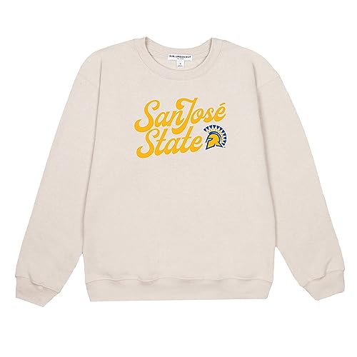 Suburban Riot San Jose State University Official New School Willow Women's Long Sleeve Fleece Sweatshirt (Medium) Cream