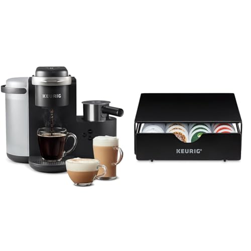 Keurig K-Cafe Single Serve K-Cup Coffee, Latte and Cappuccino Maker, Dark Charcoal & Slim Non-Rolling Storage Drawer, Coffee Pod Storage, Holds up to 24 K-Cup Pods, Black
