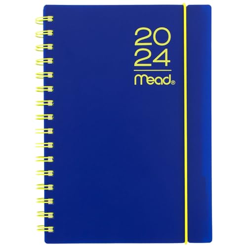 Mead Medium Weekly, Monthly Bungee Indigo Planner, Oct, 23 - Dec, 24, Monthly Tabs, Notes Pages, 5 1/2' x 8 1/2'