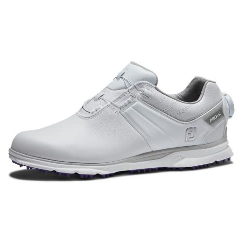 FootJoy Women's Pro|SL Boa Golf Shoe, White/White/Purple, 8