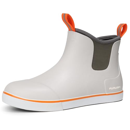 Men's Deck Boots Fishing Boots Waterproof Rain Boots Ankle Booties Slip On Neoprene Rubber Footwear For Gardening Fishing Boating Camping Sailing