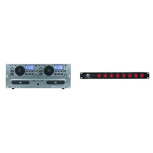Gemini Sound CDX-2250i Dual Rack Mountable Professional Audio Pitch Control DJ Equipment Multimedia CD Media Player Bundle with ADJ Products PC-100A AC POWER STRIP