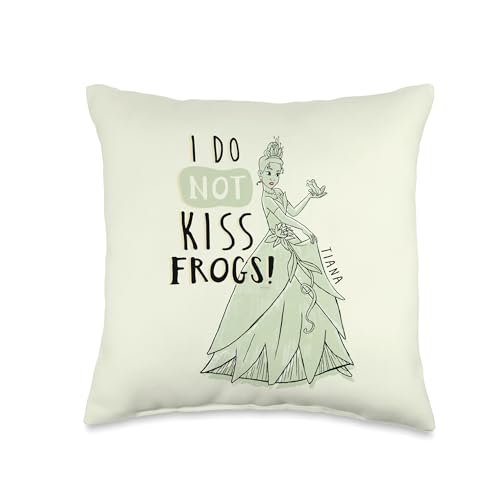 Disney Princess Tiana I Do Not Kiss Frogs Throw Pillow, 16x16, Multicolor