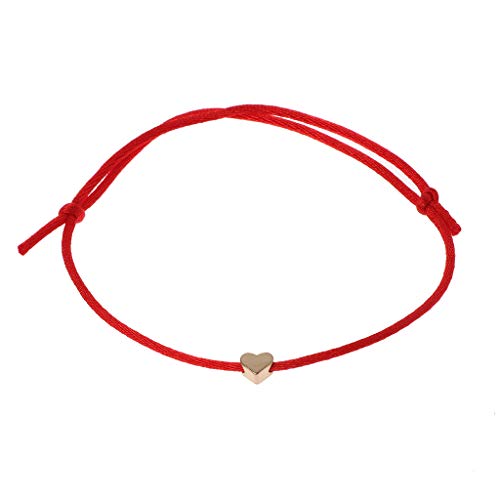 Oawe Lucky Kabbalah Heart Charm Weave Red String Heart Bracelet Friendship Jewelry