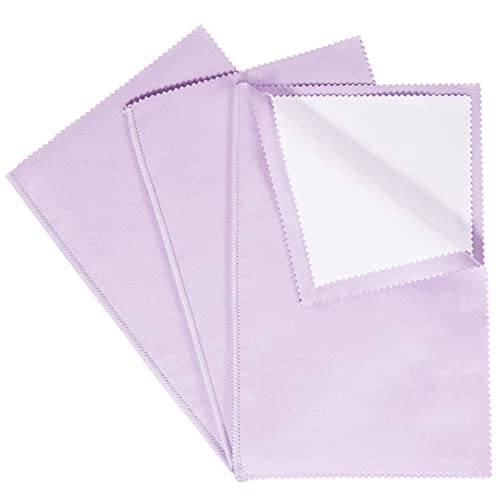CATIFLIN 3pcs Multi-Layer Jewelry Cleaning Cloth, Large Polishing Cloth, 100% Cotton Jewelry Cleaning Cloth for Gold, Silver and Platinum Jewelry (Purple, 10'X12')