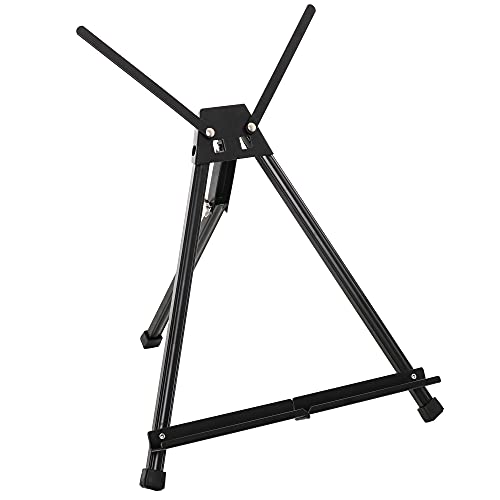 U.S. Art Supply 15' to 21' High Adjustable Black Aluminum Tabletop Display Easel with Extension Arm Wings - Portable Artist Tripod Folding Frame Stand - Holds Canvas, Paintings, Books, Photos, Signs