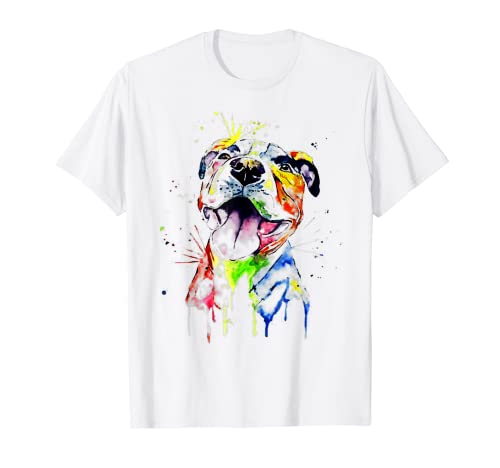 Colorful Pit-bull Terrier Dog Love-r Dad Mom, Boy Girl Funny T-Shirt
