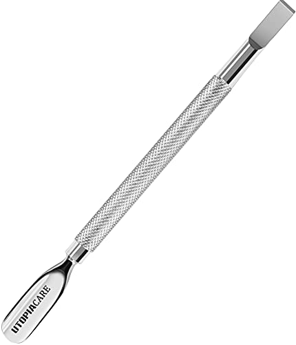 Utopia Care Cuticle Pusher Tool and Spoon Nail Cleaner - Professional Grade Stainless Steel Cuticle Remover and Cutter - Durable Manicure and Pedicure Tool - for Fingernails and Toenails (Silver)