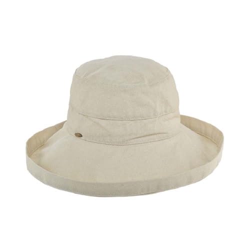 Scala Women's Cotton Hat with Inner Drawstring and Upf 50+ Rating,Natural,One Size