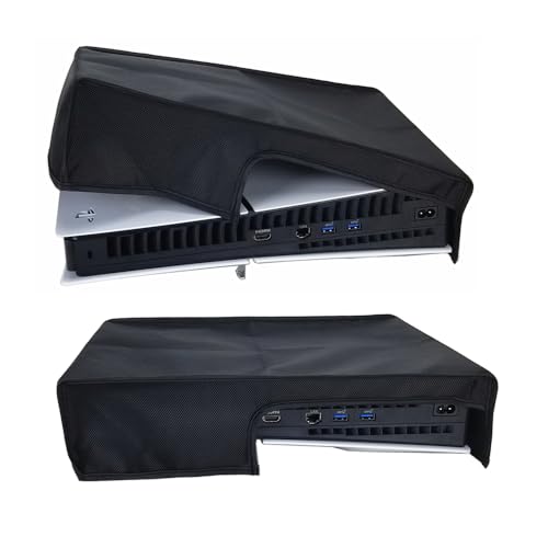 Lovehomily Vertical/Horizontal Dust Cover Anti-Scratch Dust Proof Protector Waterproof Dustproof Cover Sleeve 1680D Oxford Cloth for Playstation 5 Slim Game Console (Horizontal Black)