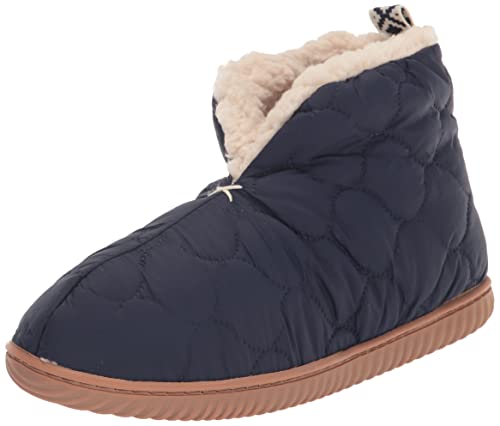Dearfoams Women's Indoor/Outdoor Warm Up Bootie Slipper, Peacoat, Medium