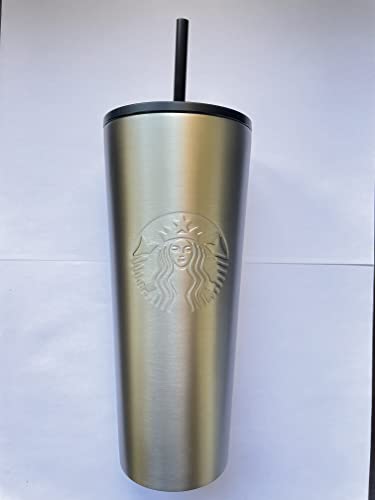 NEW Starbucks 2022 Core Silver Metallic & Black Stainless Steel Venti Tumbler,325 milliliter