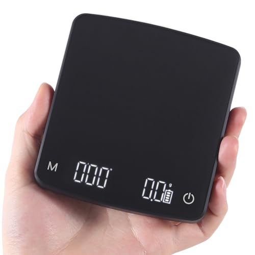 BOMATA Small Coffee Scale with Auto Timer for Espresso and Pour Over Coffee, 2kg/0.1g, Type-C Rechargeable, Waterproof Surface, Gram Scale with Tare,CS120