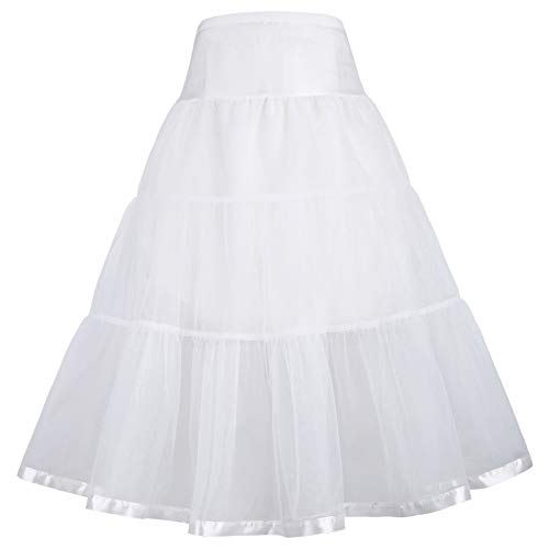 GRACE KARIN 1950's Tulle Lolita Petticoat Crinoline for Swing Dresses 14-15Y CL036-2 White