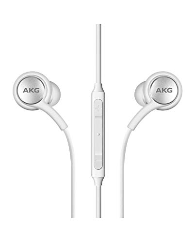 2019 Stereo Headphones for Samsung Galaxy S10 S10e S10 Plus - Designed by AKG - with Microphone (White)