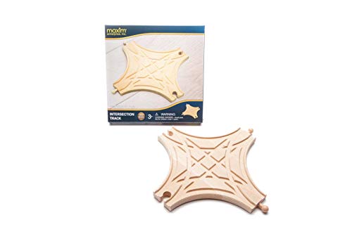 maxim enterprise, inc. Intersection Star Track for Toy Train, Multi-Way Switch Track, Wooden Track Accessories Compatible with Thomas and Friends, BRIO Railway and Major Brand Wood Train Set