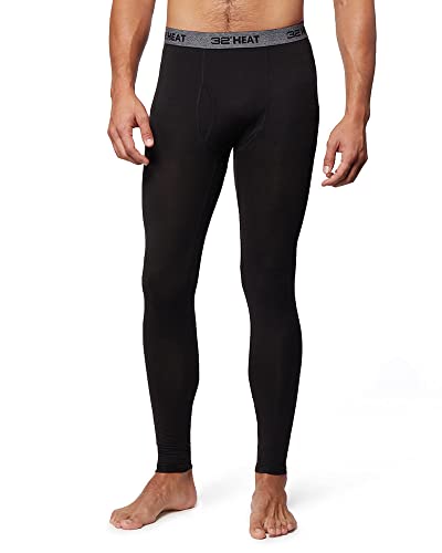 32° Degrees Men's Lightweight Baselayer Legging | Form Fitting | 4-Way Stretch | Thermal, Black, Large