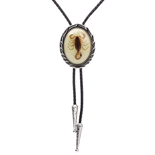 HUABOLA CALYN Bolo tie for Men- Unique Luminous Stone Native American White 3D Scorpion Animal Bolo ties Handmade