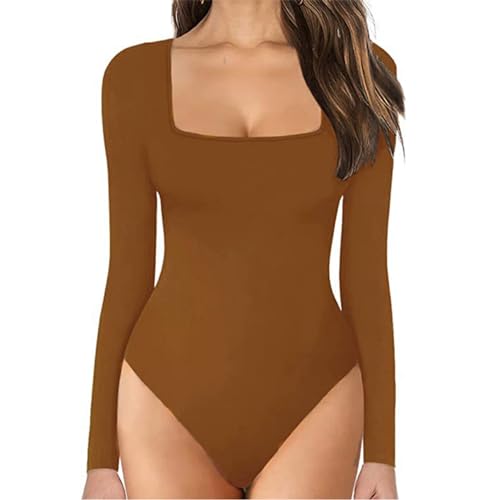 IEPOFG Sales Today Clearance Bodysuits for Women Sexy Ribbed One Piece Long Sleeve Bodysuits Ladies Slimming Shapewear Tummy Control Bodysuit