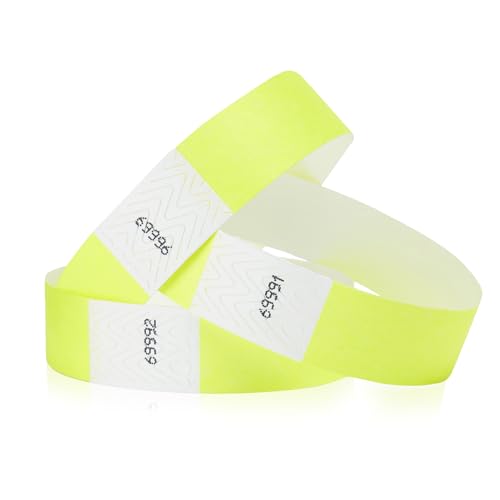 WristCo Neon Yellow Tyvek Wristbands for Events – 500 Count – Tamper-Proof Design & Fluorescent Color Prevent Reuse – Premium-Grade Bracelets for Hospital & Medical ID, Party & VIP Identification