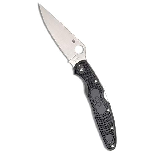 Spyderco Police 4 Lighweight Knife - Black FRN Handle with PlainEdge, Full-Flat, VG-10 Steel Blade and Back Lock - C07PBK4