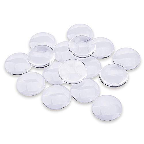 EFIVS ARTS 20PCS Transparent Glass Cabochons, Clear Glass Dome Tile Cabochon Half Round Flat Clear 1.57 Inch Non-calibrated Round for Photo Pendant Making DIY Decor Crafts for Souvenir Gift