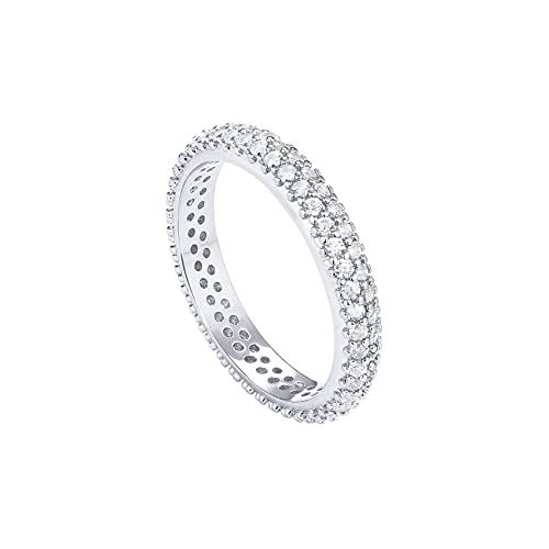 PAVOI 14K Gold Plated Cubic Zirconia Double Row Eternity Band for Women