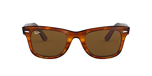 Ray-Ban RB2140 Original Wayfarer Square Sunglasses, Striped Havana/B-15 Brown, 50 mm
