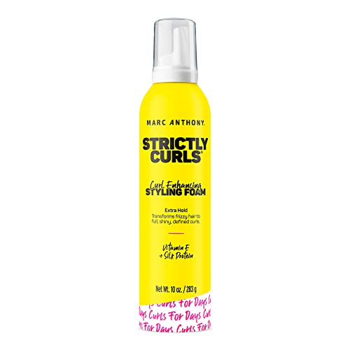 Marc Anthony Strictly Curl Enhancing Styling Foam , Extra Hold - Vitamin E & Silk Proteins Transforms Frizzy Hair to Full , Shiny , Defined Curls - Sulfate-Free Anti-Frizz Mousse Product