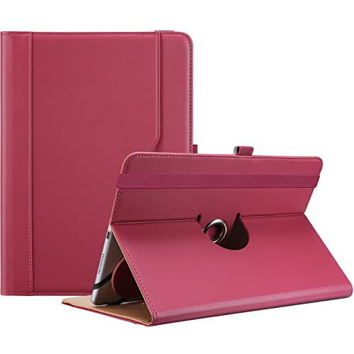 ProCase 9'-10.1' Inch Universal Tablet Case, Protective Cover Stand Folio Case for 9 10 10.1 Inch Android Touchscreen Tablet, with 360 Degree Rotatable Kickstand and Multiple Viewing Angles -Wine