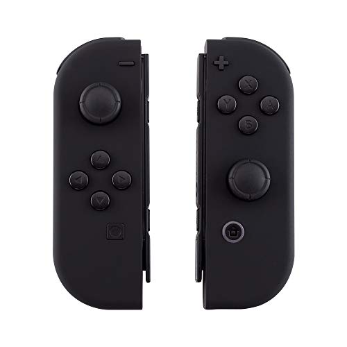 eXtremeRate DIY Replacement Shell Buttons for Nintendo Switch & Switch OLED, Black Soft Touch Custom Housing Case with Full Set Button for Joycon Handheld Controller - Console Shell NOT Included