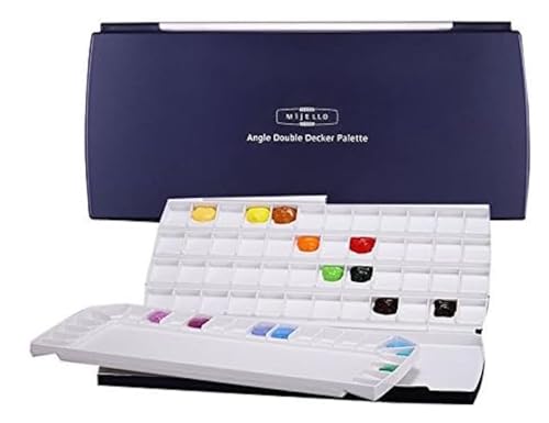 Mijello Watercolor Double Decker Palette, 72 Wells, 14.56' x 7.08' x 1.18', 1 Each