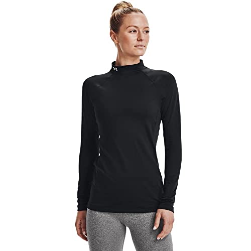 Under Armour Women's Standard ColdGear Authentics Mock Neck, Black (001)/White, Small