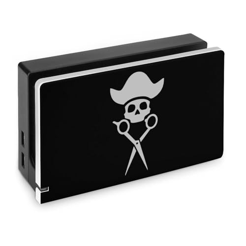 Skull Barber Scissors Custom Faceplate Cover Compatible with Switch OLED Dock Cover Anti-Scratch PC Hard Shell