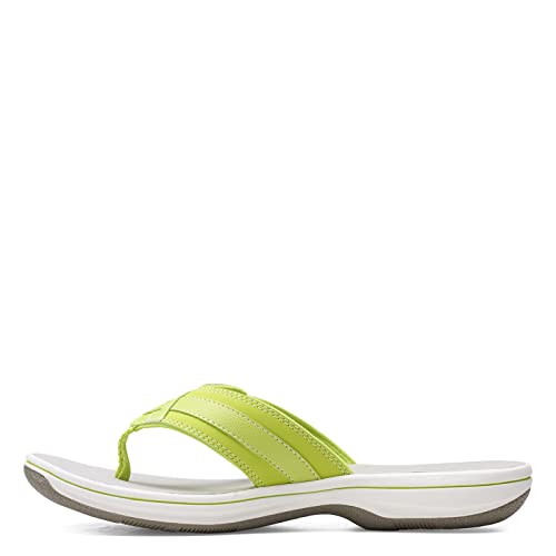 Clarks Women's Breeze Sea Flip-Flop, Lime Synthetic, 7
