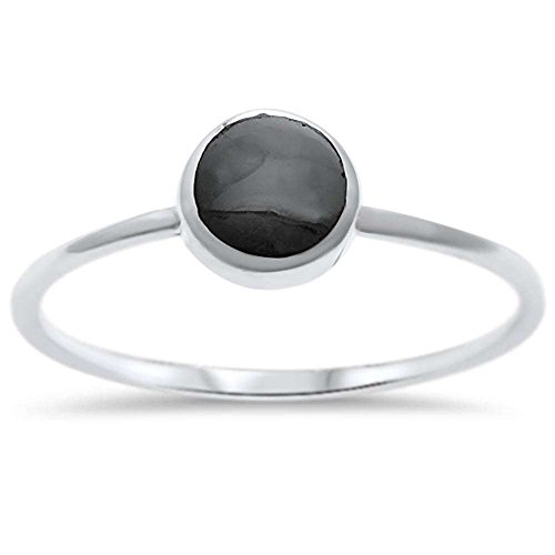Oxford Diamond Co Sterling Silver Round Simulated Black Onyx Ring Sizes 6