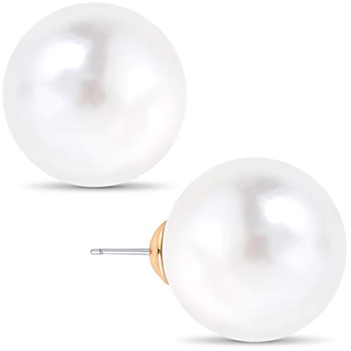 Extra Large Pearl Earrings for Women - Big Pearl Earrings for Women, Large Pearl Studs, Oversized Pearl Earrings, Faux Pearl Earrings Oversized Pearl Studs, Huge Jumbo 18mm Pearl Earrings Large