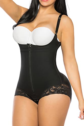 YIANNA Shapewear for Women Tummy Control Fajas Colombianas Open Bust Body Shaper Slimmer Bodysuit Black,YA7200-Black-L
