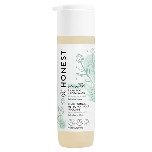 The Honest Company 2-in-1 Cleansing Shampoo + Body Wash | Gentle for Baby | Naturally Derived, Tear-free, Hypoallergenic | Fragrance Free Sensitive, 10 fl oz
