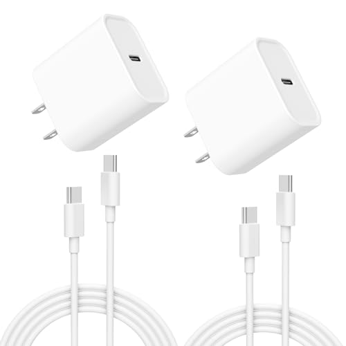 Phone 15 Charger [MFi Certified] 2 Pack 20W USB C Fast Wall Charger Block with 2 Pack 6 FT USB-C to C Cable for iPhone 15/iPad Series, Galaxy, AirPods Pro