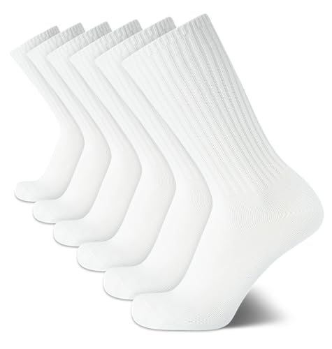 Calvin Klein Men’s Socks – Lightweight Cotton Blend Crew Socks (6 Pack), Size 7-12, White