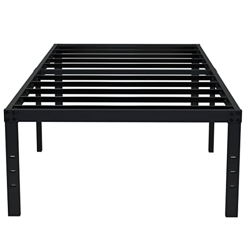 EMODA 18 Inch Twin XL Bed Frames No Box Spring Needed, Heavy Duty XL Twin Metal Platform Bed Frame with Tall Storage Space, Noise Free, Easy Assembly, Black