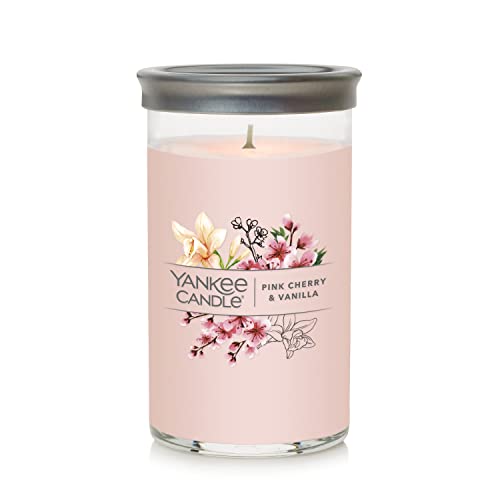 Yankee Candle Pink Cherry & Vanilla Signature Medium Pillar Candle, 14.25oz