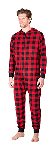 SLEEPHERO Adult Mens Costume Halloween Men's Onesie Pajama Pajamas for Men Red Plaid Buffalo Check Large