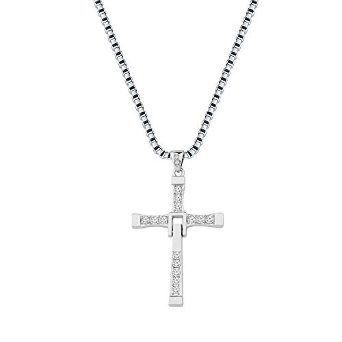 KEYCHIN Inspired Cross Necklace Fast Sports Enthusiasts Gift Cross Pendant Titanium Steel Necklace Movie Peripheral Jewellery Movie Fans Gift for Men and Woman